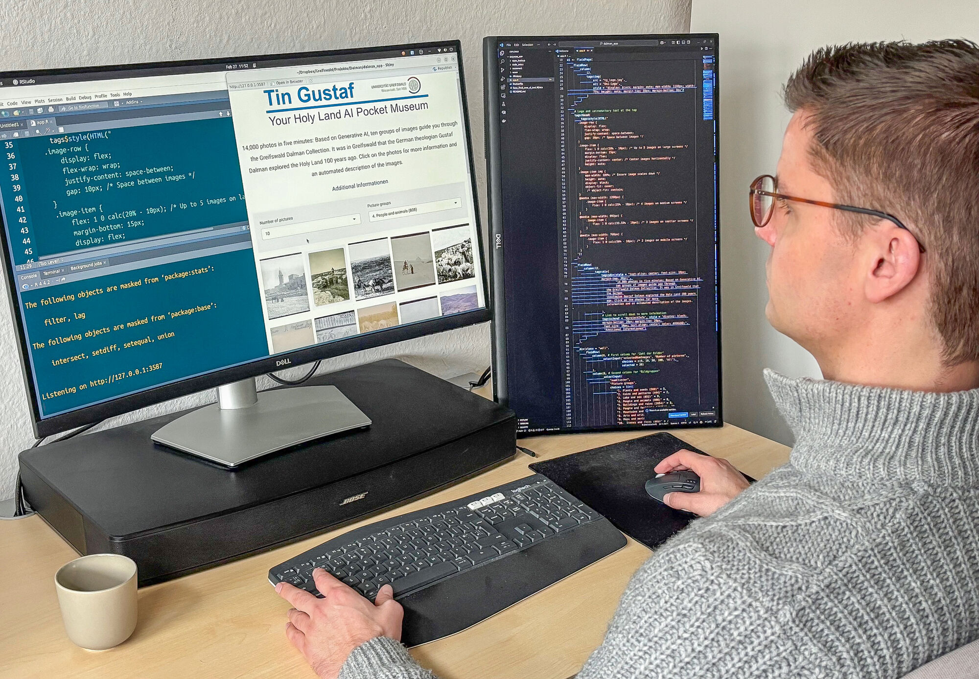 Dr. Philipp Adämmer bei der Entwicklung der App Tin Gustaf – Your Holy Land AI Pocket Museum.