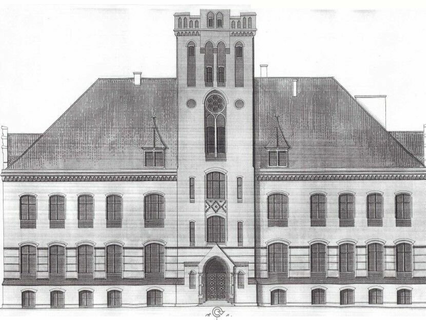 Abb. 6 Bleichstiftzeichnung Physikalisches Institut, früher im Zimmer des Institutsdirektors Alfred Rutscher. ©unbekannt Abb. 6 Bleichstiftzeichnung Physikalisches Institut, früher im Zimmer des Institutsdirektors Alfred Rutscher. ©unbekannt