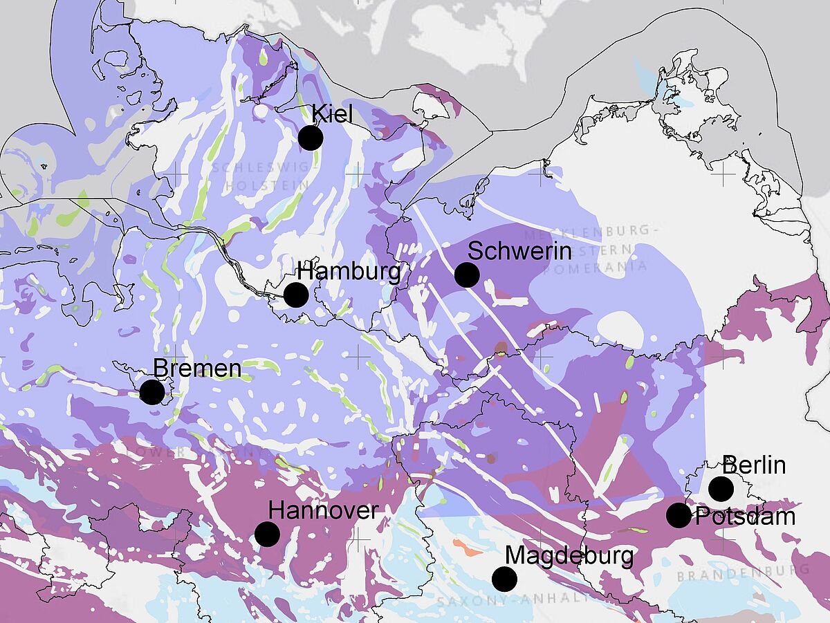 In Deutschland gibt es viele Gebiete, die aus rein geologischer Sicht, geeignete Endlagerstandorte sind. Teilgebiete in Norddeutschland gem. § 13 StandAG, ©Quelle: www.bge.de 