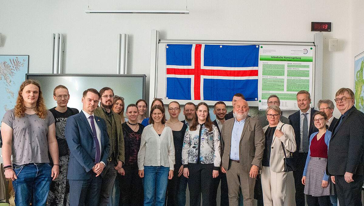 Group photo from the visit of the Icelandic Ambassador and Minister of Culture
